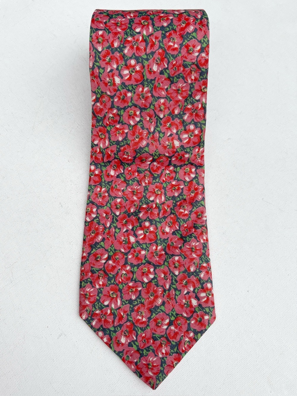 Liberty of London Archival Design Red Floral Navy Cotton Tie